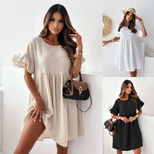 Robe babydoll en coton fluide pour femmes chic et stylée