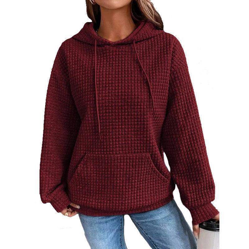 Sweat à capuche décontracté pour femmes avec surface texturée et poche kangourou pratique Chic und Stil