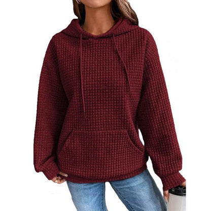 Sweat à capuche décontracté pour femmes avec surface texturée et poche kangourou pratique Chic und Stil