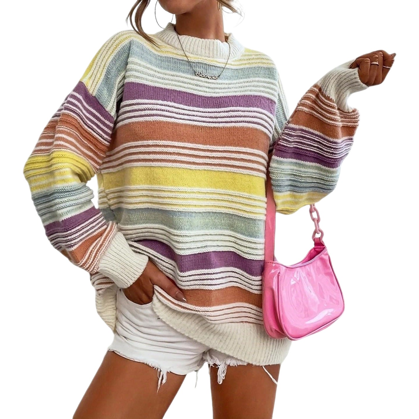 Pull-over oversized rayé pour femmes avec encolure ronde et coupe décontractée Chic und Stil