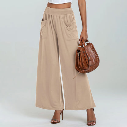 Women Wide Leg Palazzo Pants with Elastic Waist and Convenient Pockets Chic and Style