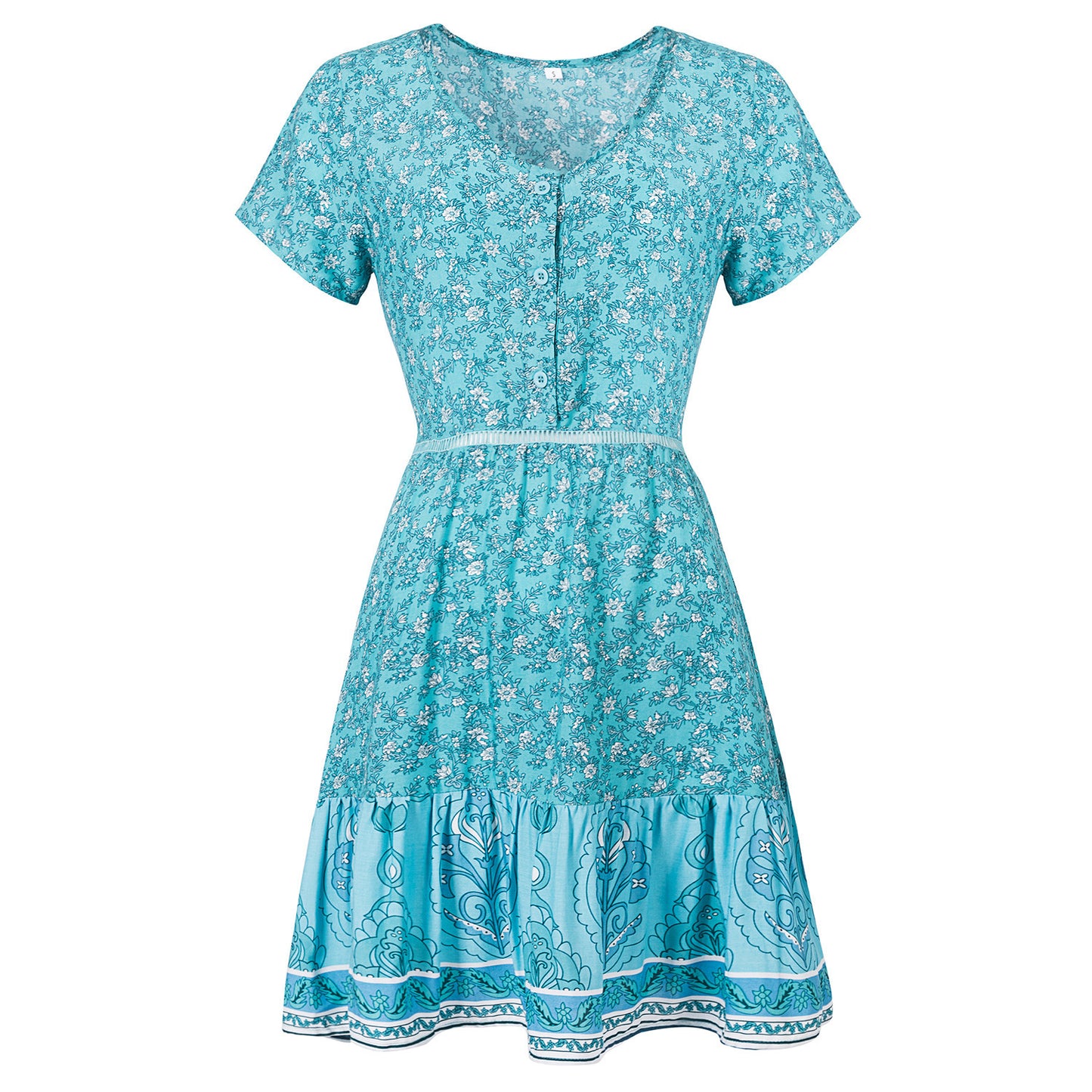 Robe d'été élégante pour femmes avec design floral et ceinture taille Chic und Stil