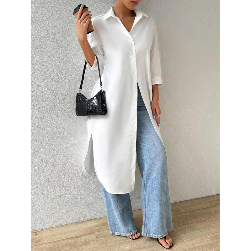 Robe longue à boutons pour femmes Chic und Stil