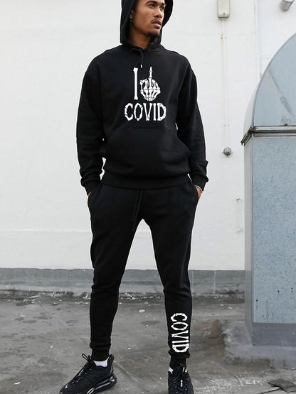 Men's Hooded and Sport Pants Set with Bold Graphic Print Chic and Style