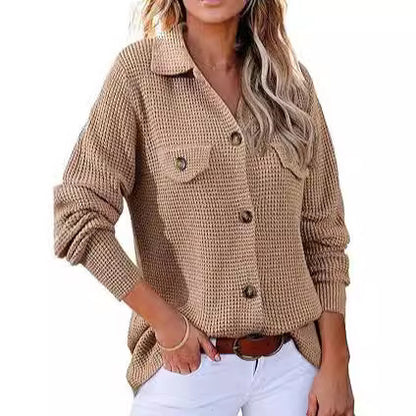 Pull en pâté de waffle à boutons pour femmes Chic und Stil