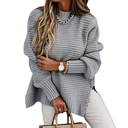 Pull en grosse maille pour femmes avec une coupe décontractée et un col haut Chic und Stil