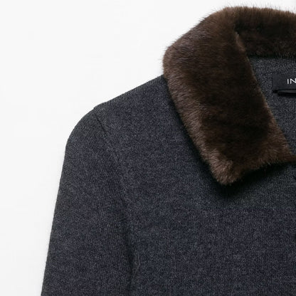 Dames élégant gilet avec col en fausse fourrure amovible Chic und Stil