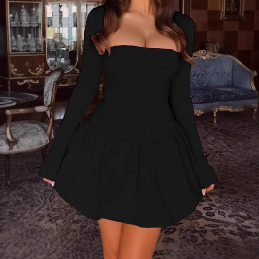 Robe off-shoulder pour femmes avec jupes volumineuses et manches longues Chic und Stil