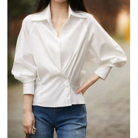 Chemisier Boutonné Drapé Stylé pour Femmes Chic und Stil