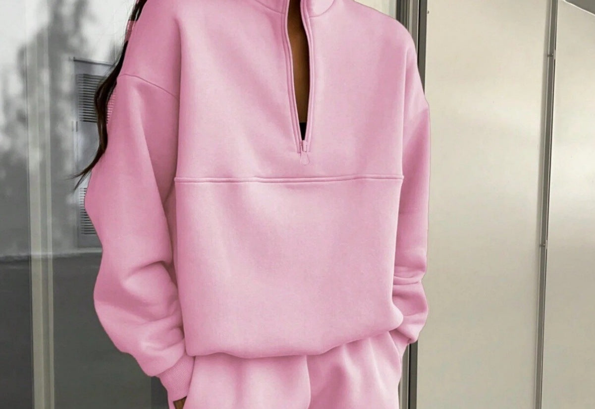 Women's high collar pullover with half zipper Chic und Stil