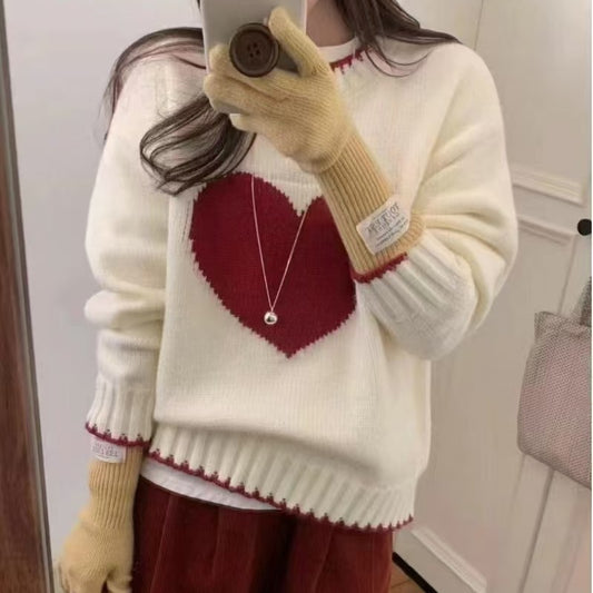 Pull en tricot pour femmes avec motif cœur et coupe décontractée Chic und Stil