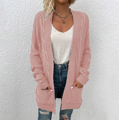 Dames Gros Tricot Cardigan avec design décontracté et poches pratiques Chic und Stil