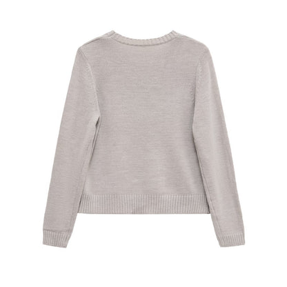 Pull femme en laine pelucheuse avec encolure ronde et poignets élastiques Chic und Stil