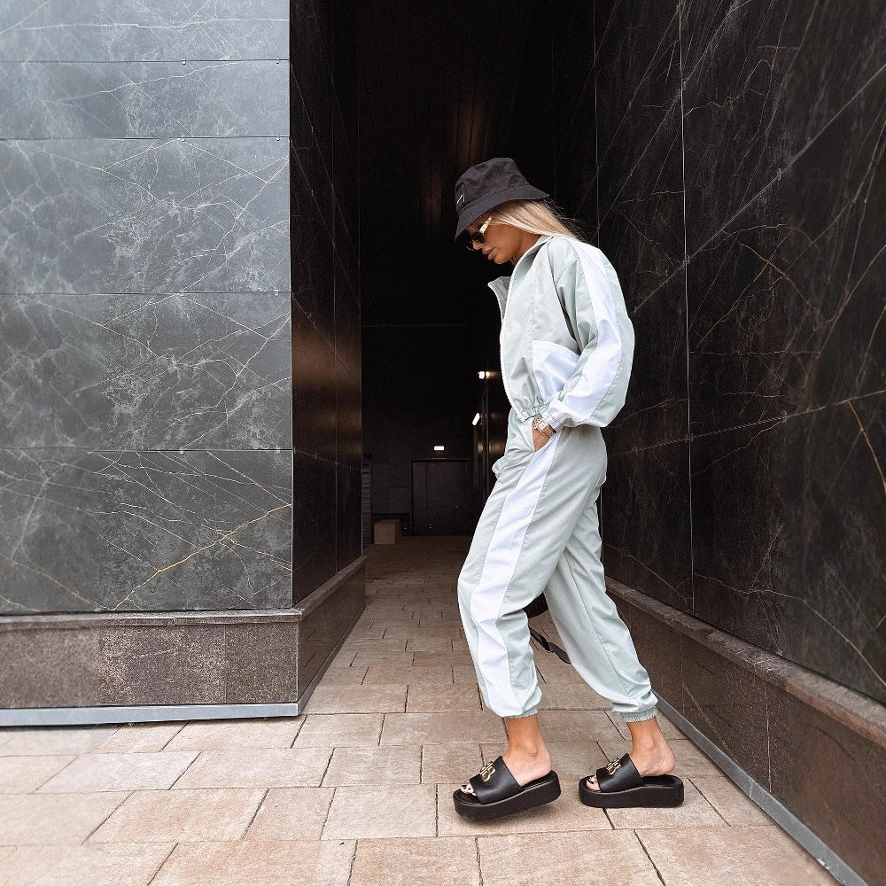 Combinaison tendance pour femmes avec col montant et taille élastique Chic und Stil