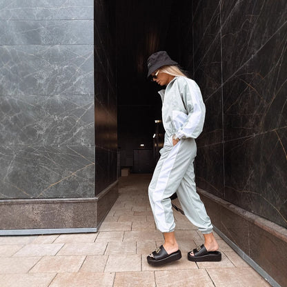 Combinaison tendance pour femmes avec col montant et taille élastique Chic und Stil