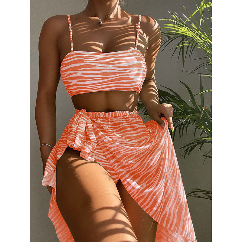 Chic und Stil Zebra Print Two-Piece Swimsuit Set for Women
