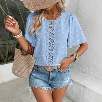 Dames Blouse Fluide Brodée Chic und Stil