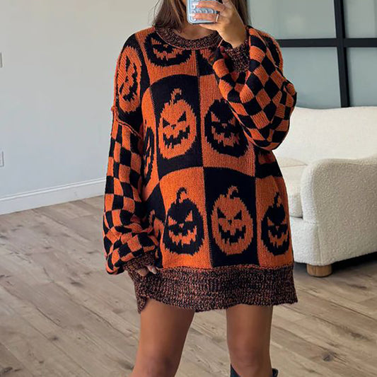 Pull en maille épaisse pour femmes avec un motif de fantôme moderne et une coupe décontractée Chic und Stil