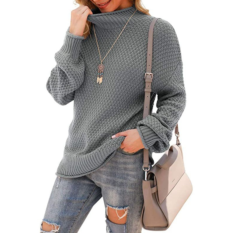 Pull en grosse maille pour femmes avec col haut et structure tendance Chic und Stil