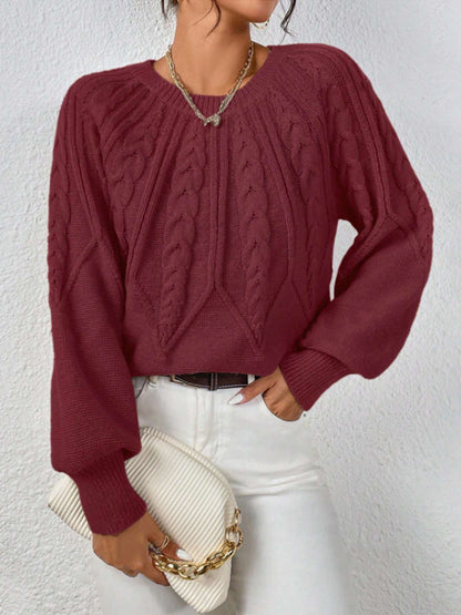 Pull en tricot pour femmes avec motif en torsades et manches larges Chic und Stil