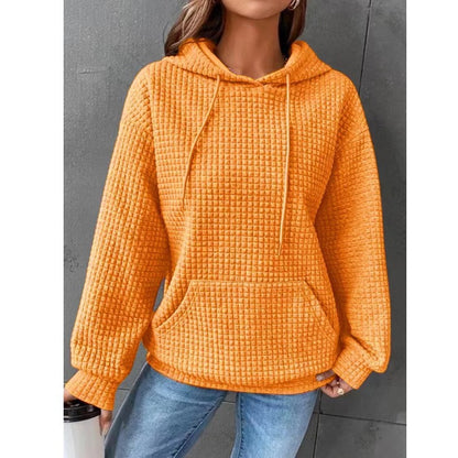 Sweat à capuche décontracté pour femmes avec surface texturée et poche kangourou pratique Chic und Stil