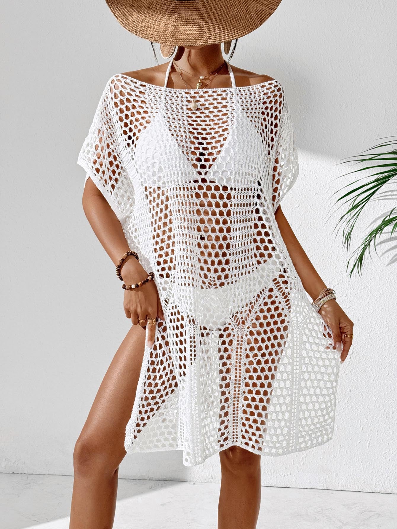 Dames Élégante Ouverte-Tricot Maillot de bain-Pareo Tunique Chic und Stil