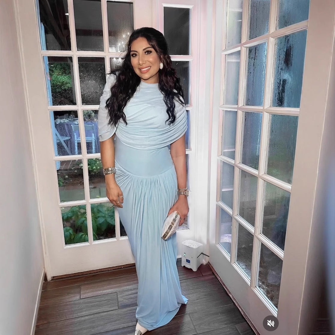 Robe maxi femme avec fronces décoratives et drapé élégant Chic und Stil