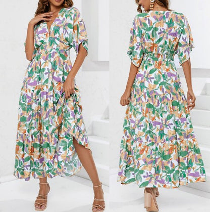 Robe maxi boho pour femmes avec des manches flottantes Chic und Stil