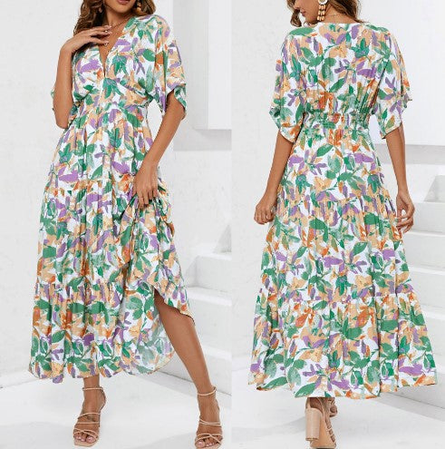 Robe maxi boho pour femmes avec des manches flottantes Chic und Stil