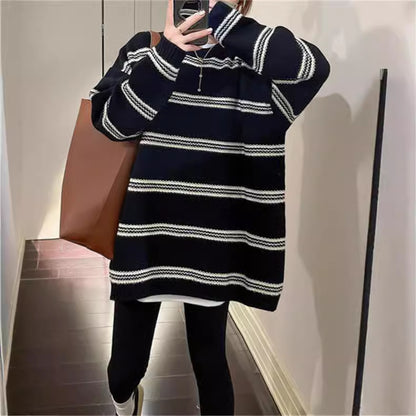 Dames Grand pull en tricot avec rayures maritimes Chic und Stil