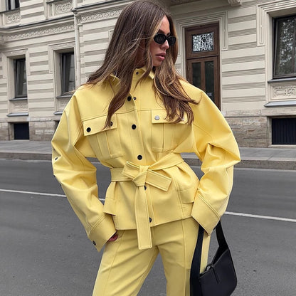 Fashion oversized jacket set for women and Chic und Stil pants