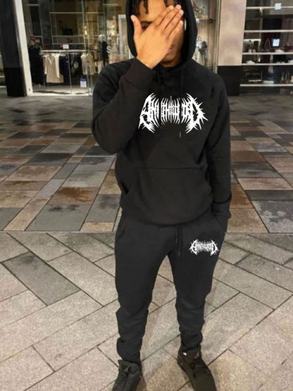 Men's hoodie and jogger pants set with eye-catching graphic design Chic and Style