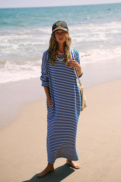 Robe de plage pour femmes avec manches longues et design rayé Chic und Stil