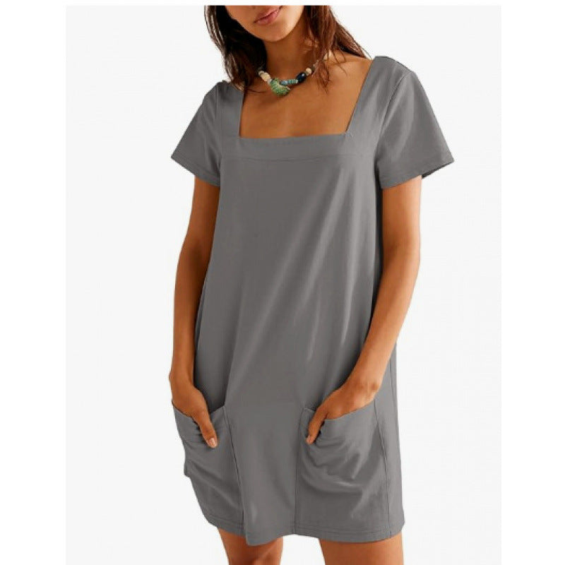 Robe de loisirs pour femmes avec décolleté carré et poches pratiques Chic und Stil