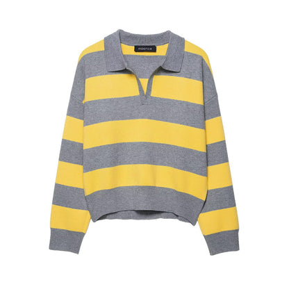 Pull-over polo à motifs larges pour femmes avec des manches courtes Chic und Stil