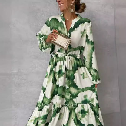 Robe maxi pour femmes avec un motif aquarelle moderne et une jupe volumineuse Chic und Stil