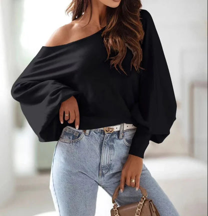 Pull oversized pour femmes avec une coupe asymétrique et un décolleté plongeant Chic und Stil