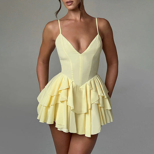 Robe patineuse froncée flirteuse pour femmes Chic und Stil