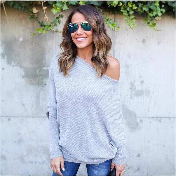 Pull en tricot décontracté à épaule dénudée pour femmes en style oversized Chic und Still
