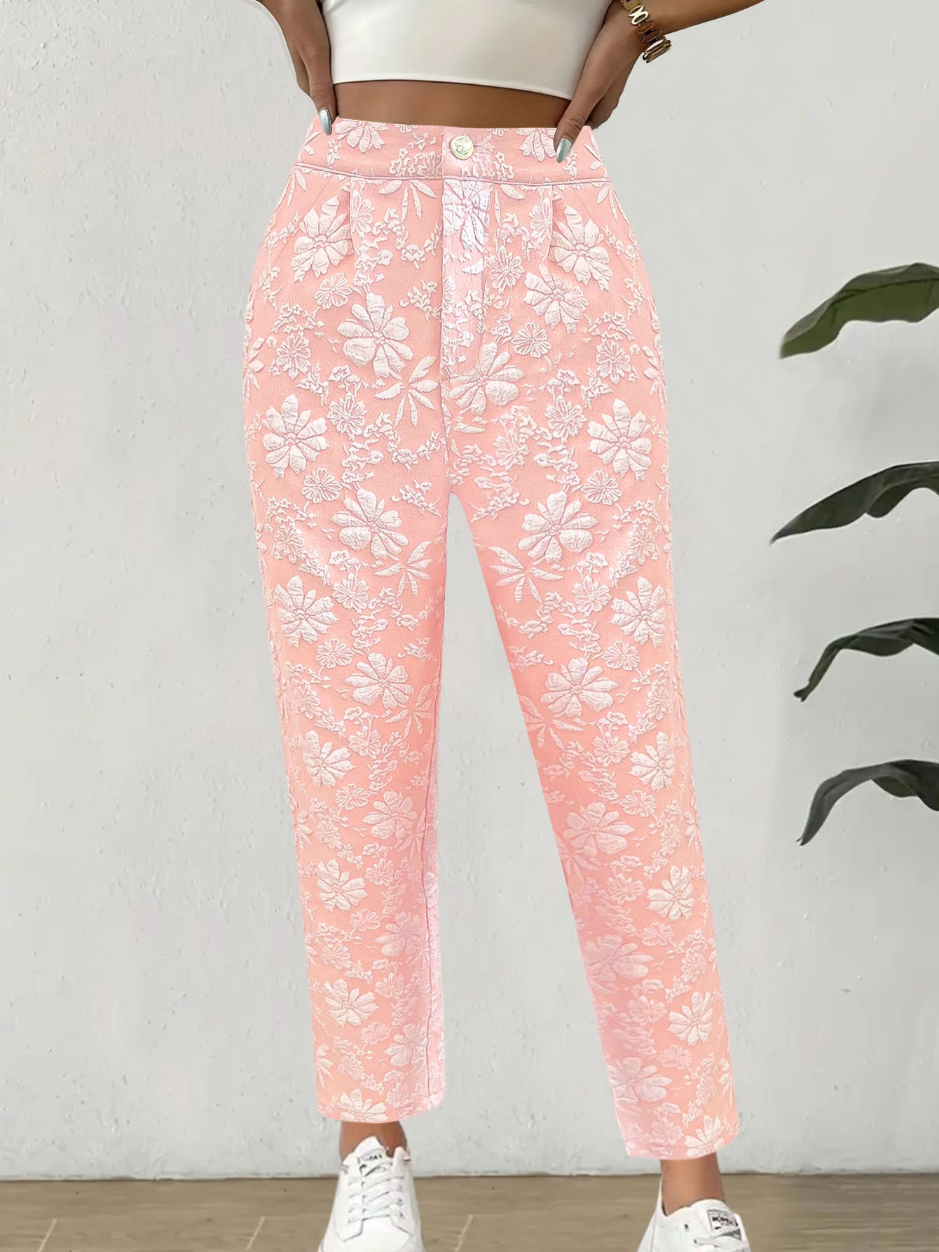 Pantalon à fleurs pour dames au style décontracté élégant Chic und Stil
