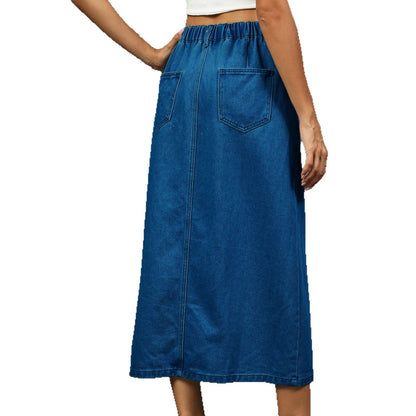 Jupe maxi en denim pour femme avec fente latérale et détails de bouton Chic und Stil