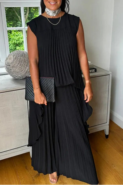 Robe maxi plissée pour femmes avec coupe élégante et silhouette fluide Chic und Stil