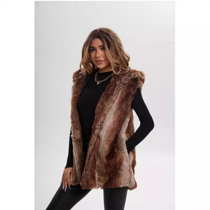 Dames Design de gilet en polaire avec capuche Chic und Stil