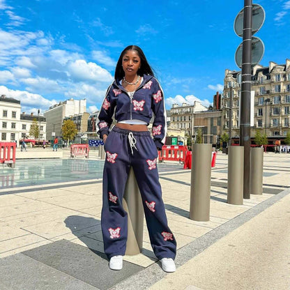 Dames Ensemble de Lounge Sportif avec Veste à Capuche et Ceinture Élastique Chic und Stil