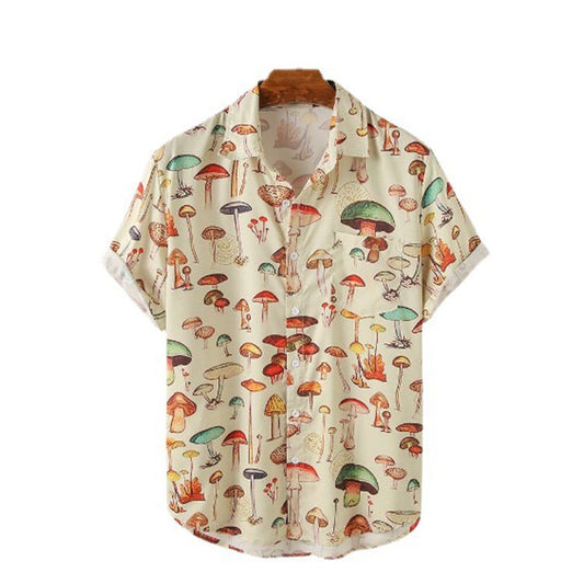 Chemise à manches courtes pour hommes avec motif de champignon coloré Chic und Stil
