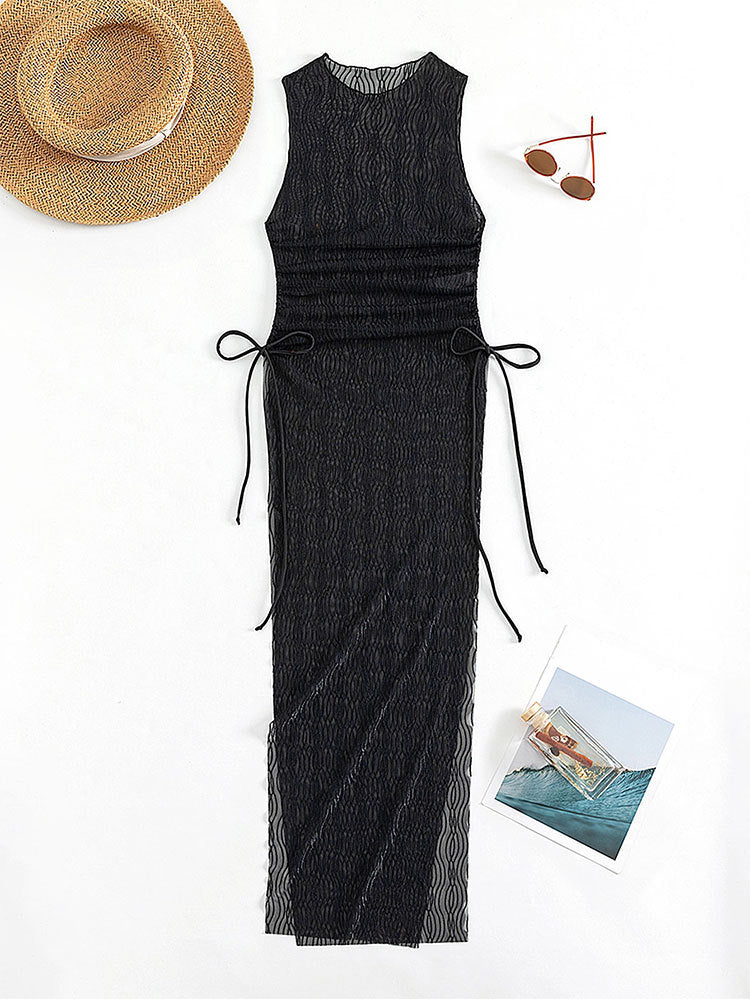 Robe maxi à lacets latéraux transparents en dentelle pour dames Chic und Stil