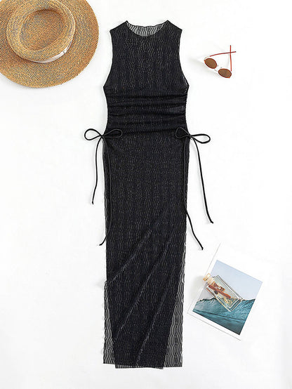 Robe maxi à lacets latéraux transparents en dentelle pour dames Chic und Stil