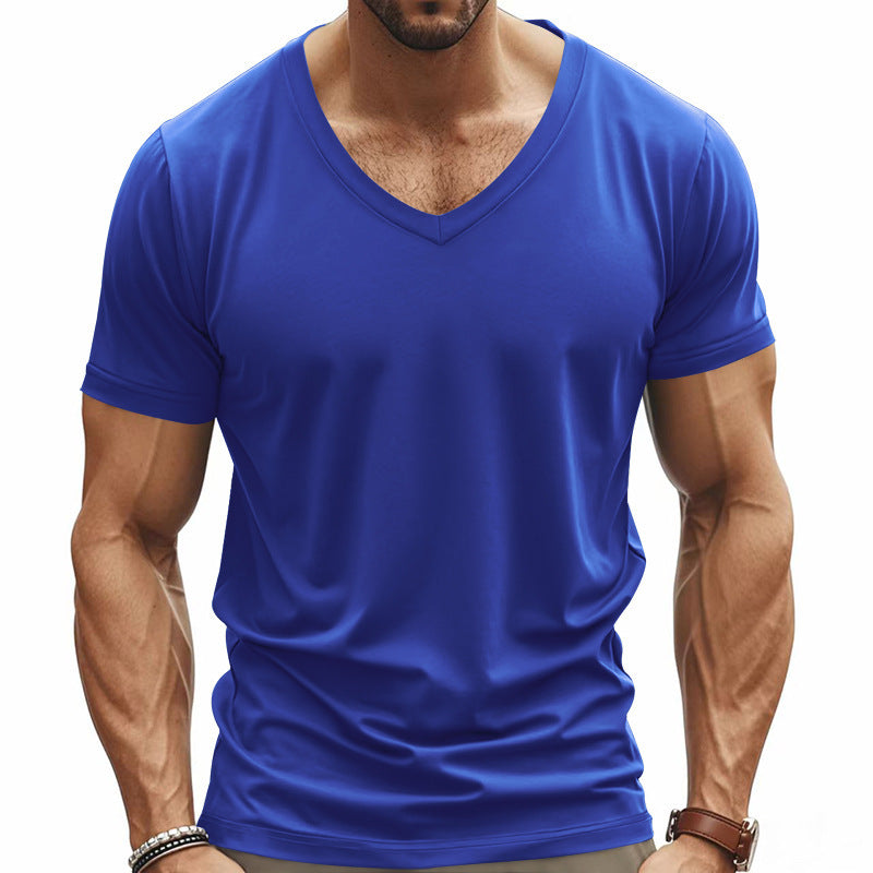 T-shirt pour hommes col en V en matériau fonctionnel respirant Chic und Stil