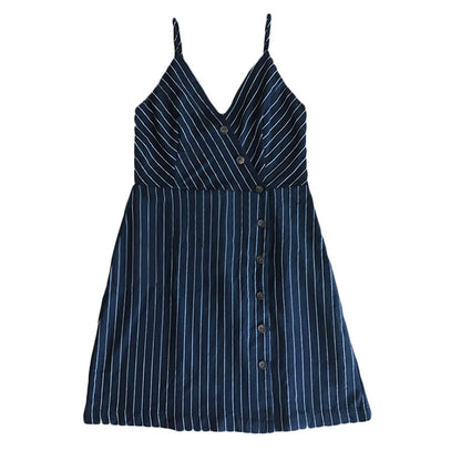 Robe à bretelles spaghetti pour femmes avec détails de boutons et coupe asymétrique Chic und Stil