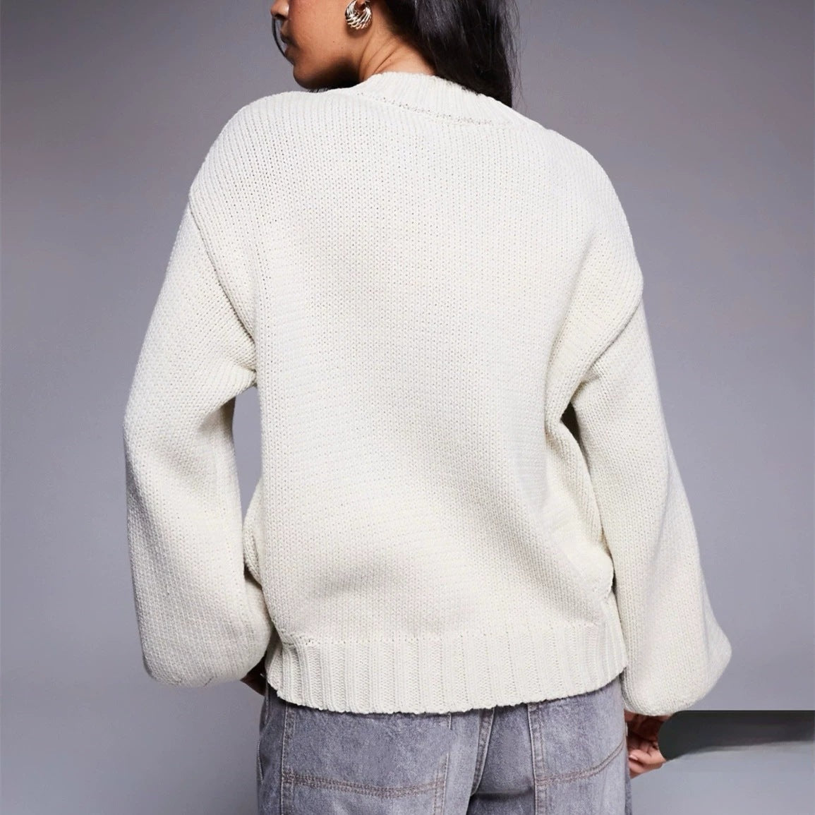 Dames Grosse veste en tricot avec manches ballon Chic und Stil